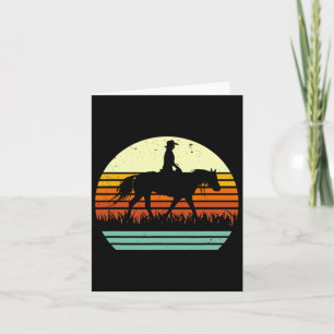 Tarjeta Estilo De Sol Retro De Caballo Y Viajero Occidenta