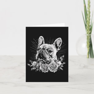 Tarjeta Estilo de tatuaje largo Bulldog francés retro perr