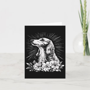 Tarjeta Estilo de tatuaje Perro retro Saluki _1