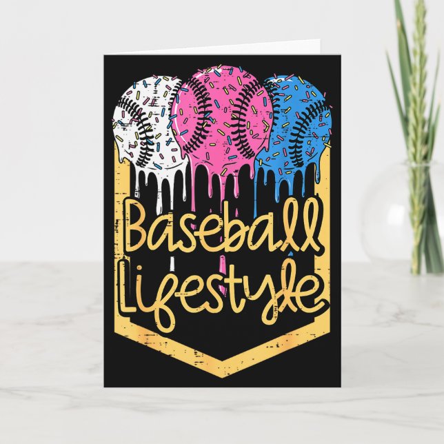 Tarjeta Estilo de vida béisbol Bolas salpicaduras goteo ch (Anverso)