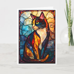Tarjeta Estilo de vidrio emplomado encantador Calico