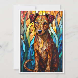 Tarjeta Estilo de Vidrio Pintado Perro de Raza Mixta Plano