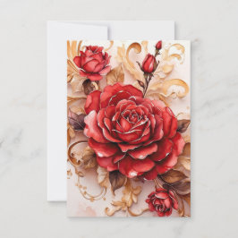Tarjeta Estilo de vintage de guiones de color rojo Rosa