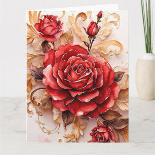 Tarjeta Estilo de vintage de guiones de color rojo Rosa
