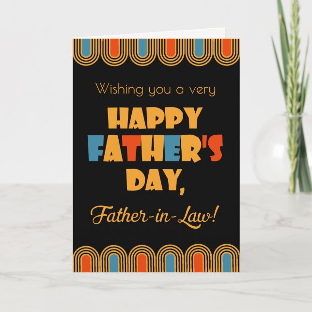 Tarjeta Estilo deco del día del padre con cuñada sobre neg (Anverso)