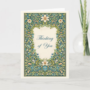 Tarjeta estilo floral William Morris Pensando en ti