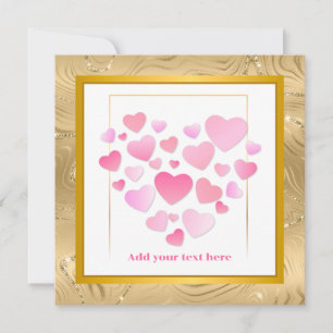 Tarjeta Estilo Lindo Corazones Rosados Día de San Valentín