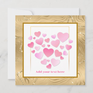 Tarjeta Estilo Lindo Corazones Rosados Día de San Valentín