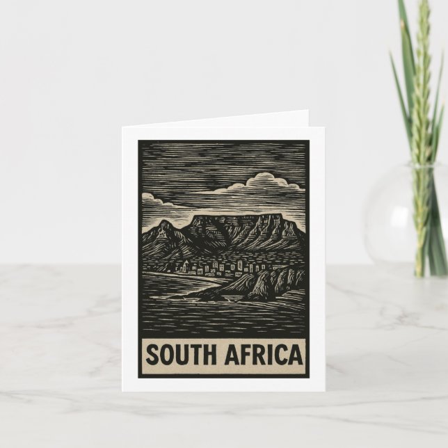 Tarjeta Estilo Linocut de Sudáfrica (Anverso)