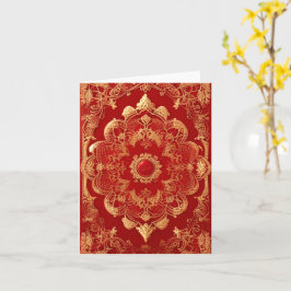 Tarjeta Estilo Retro Rojo Dorado