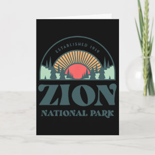 Tarjeta Estilo Retro Utah Parque Nacional Zion