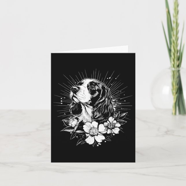 Tarjeta Estilo Tatuaje Retro Inglés Springer Español Perro (Anverso)