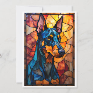 Tarjeta Estilo Vidrio Pintado Perro Doberman Plano