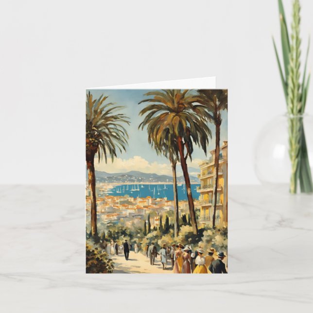 Tarjeta Estilo vintage Cannes Francés Viaje acuático (Anverso)