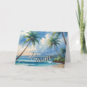 Tarjeta Estilo vintage Costa de Viaje de Hawái Mar Azul