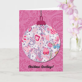 Tarjeta Estilo Vintage Floral Navidad Ornamento arte rosa