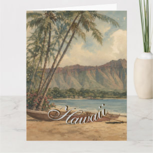 Tarjeta Estilo vintage hawaiano viaje costa mar