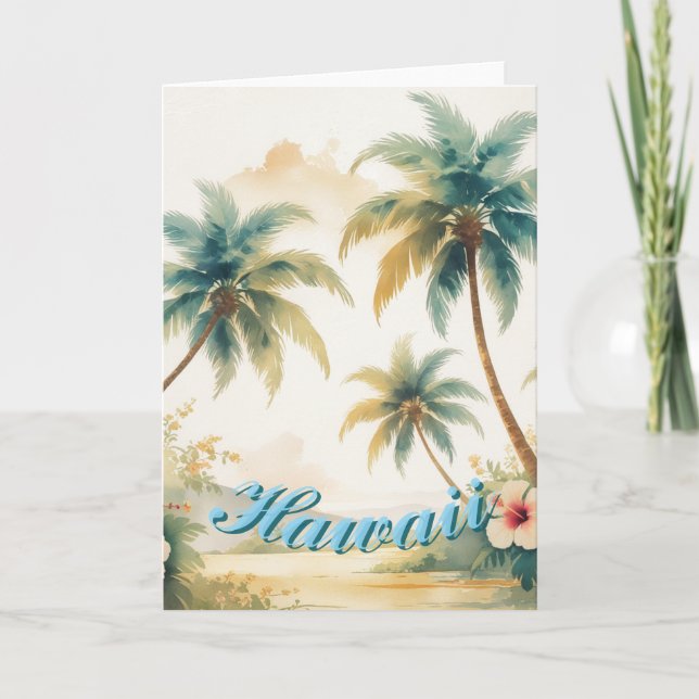 Tarjeta Estilo vintage hawaiano viaje Honolulu (Anverso)