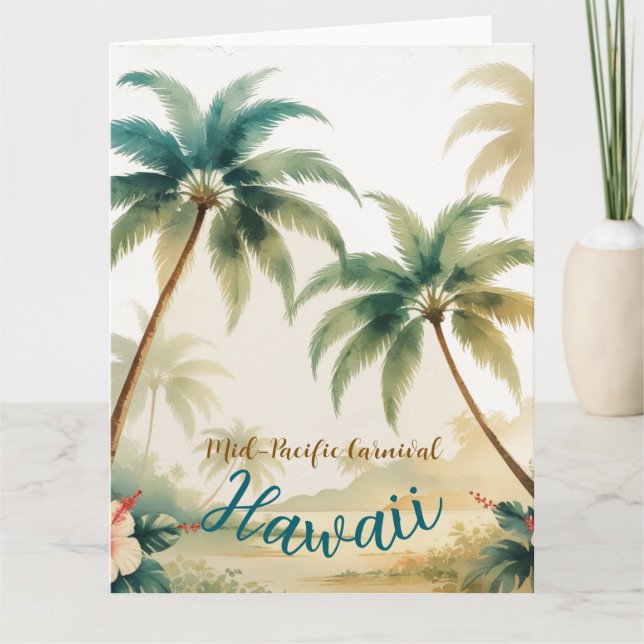 Tarjeta Estilo vintage hawaiano viaje Honolulu (Anverso)
