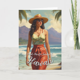 Tarjeta Estilo vintage hawaiano viaje Honolulu medio Pacíf