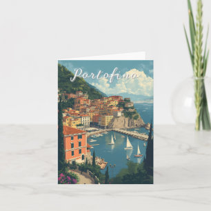 Tarjeta Estilo Vintage Portofino Genova Italia