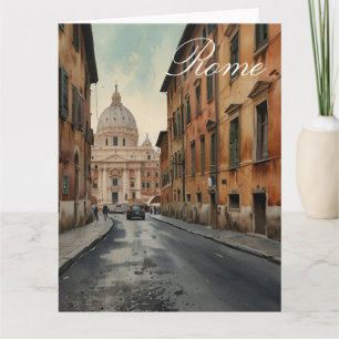 Tarjeta Estilo Vintage Roma Viaje Italiano Acuarela