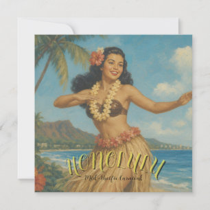Tarjeta Estilo Vintage Viaje a Hawaii