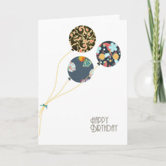 Tarjeta Estilosos globos de cumpleaños feliz con flores