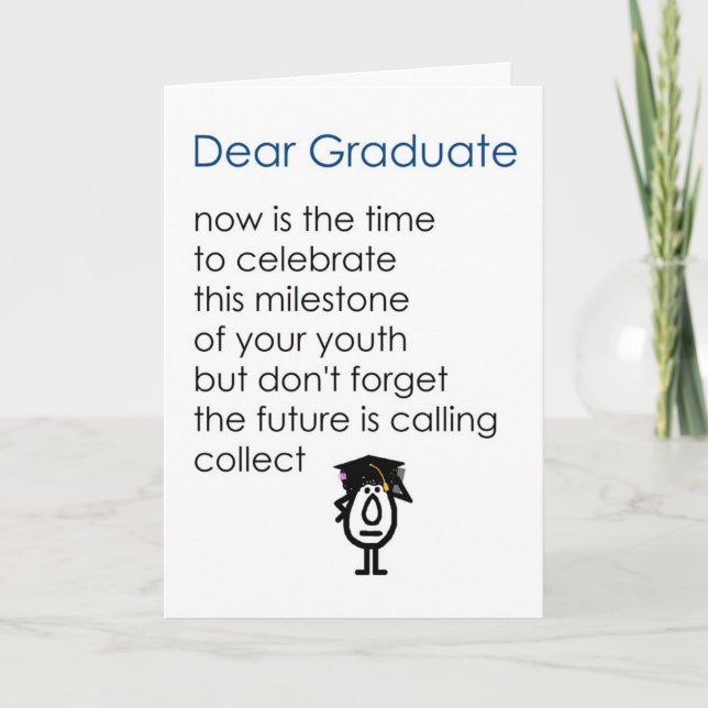 Tarjeta Estimado graduado - un poema divertido de graduaci (Anverso)