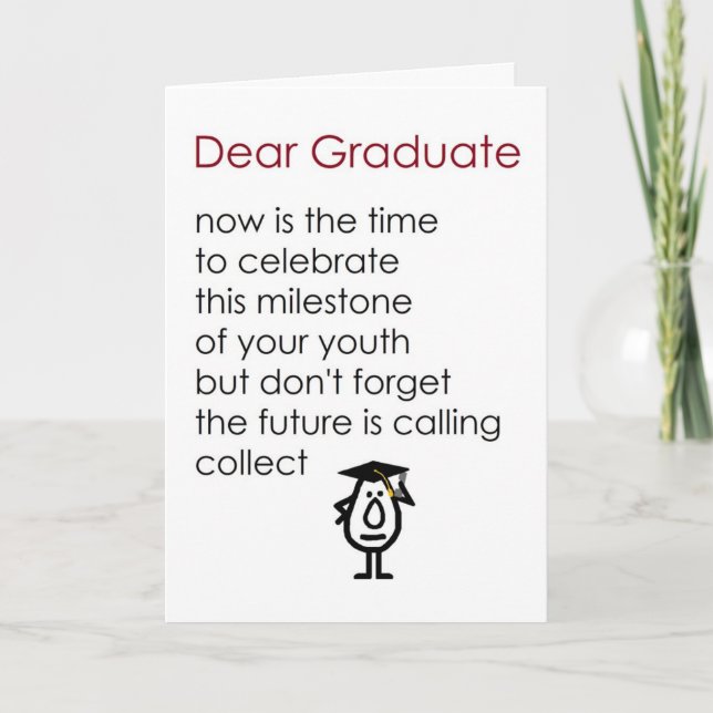 Tarjeta Estimado graduado - un poema divertido de graduaci (Anverso)