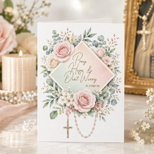Tarjeta Estímulo Floral Católico Reza Espera No te Preocup