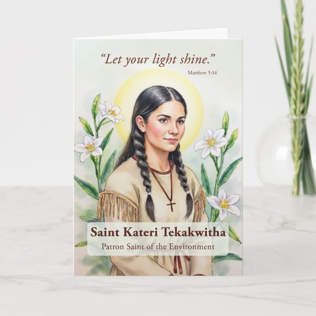 Tarjeta Estímulo religioso de Santa Kateri Tekakwitha (Anverso)