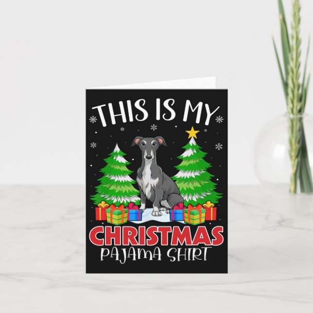 Tarjeta Estos Son Mis Navidades Pajama Greyhound Perro Xma (Anverso)