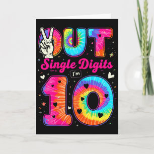 Tarjeta Estoy 10 Dígitos Tie Dye Paz Fuera Dígitos Únicos 