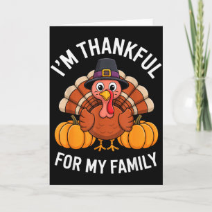 Tarjeta Estoy Agradecido Por Mi Familia Pavo Lindo Día De