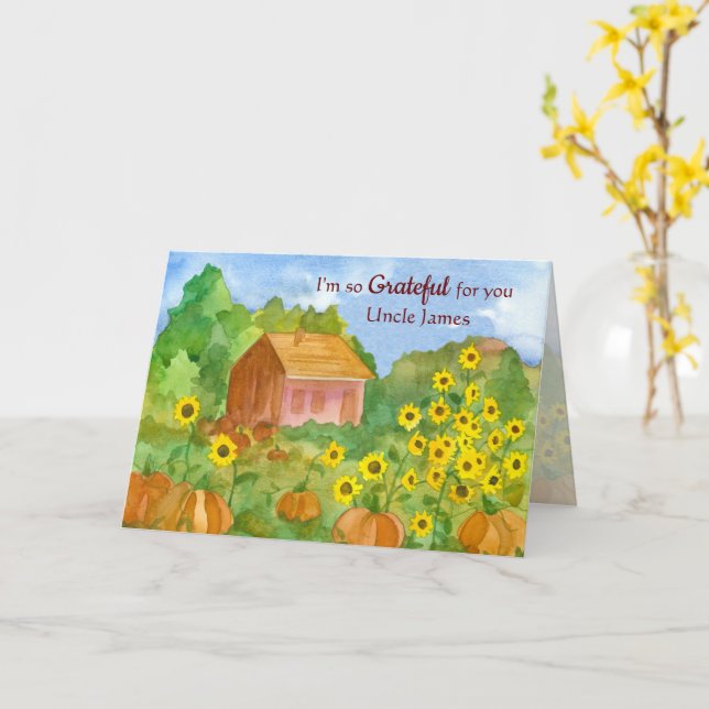 Tarjeta Estoy agradecido por ti tío Feliz Día de Acción de (flor amarilla)