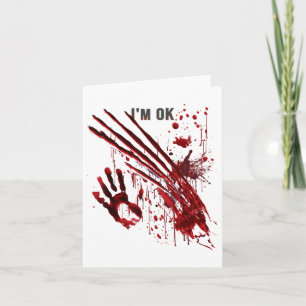 Tarjeta Estoy Bien Mano Sangrienta Salpicadura De Sangre H