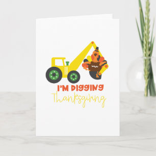 Tarjeta Estoy Cavando Tractor de Pavo de Acción de Gracias