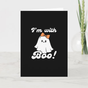 Tarjeta Estoy con Boo divertido estilo retro