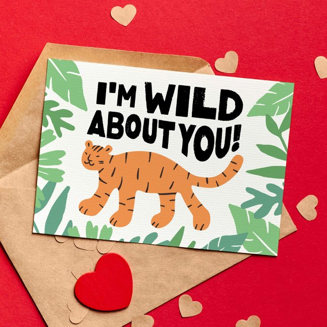 Tarjeta Estoy deseoso de que tu chico de clase Valentine (Wild About You - Valentines Day Classroom Card for Kids)