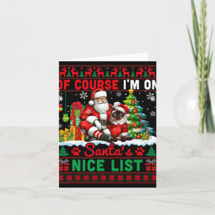 Tarjeta Estoy en la lista de navidad de Santa Siames