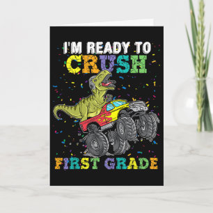 Tarjeta Estoy listo para aplastar dinosaurios de camiones
