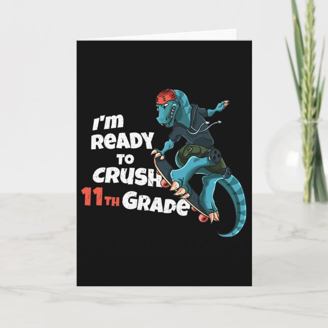 Tarjeta Estoy listo para aplastar el skateboard de dinosau (Anverso)