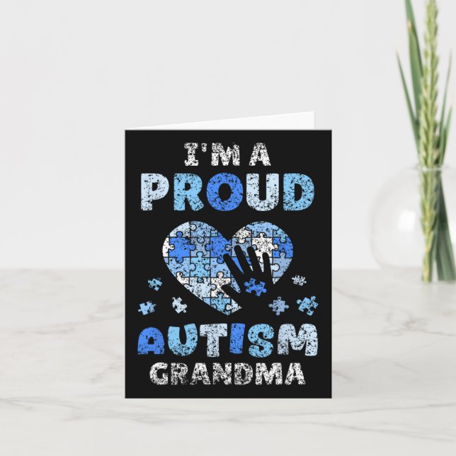 Tarjeta Estoy orgullosa de que la abuela apoye a los autis (Anverso)