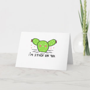 Tarjeta Estoy Pegado A Ti Cactus Estilo Cute Planta 