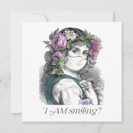 Tarjeta ¡Estoy Sonriendo! Chica de bonito con máscara