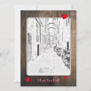 Tarjeta estrecha calle italiana - día del padre