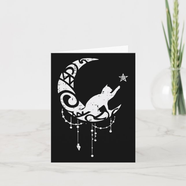 Tarjeta Estrella Crescent Moon Cat Estrella Mística Celest (Anverso)