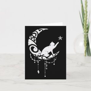 Tarjeta Estrella Crescent Moon Cat Estrella Mística Celest