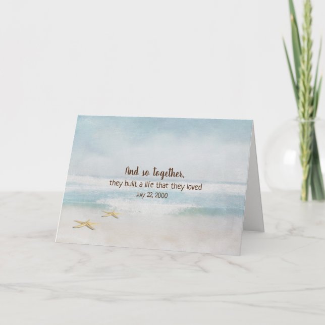 Tarjeta estrella de aniversario en acuarela oceánica (Anverso)